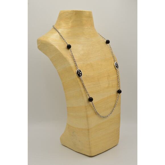 Givenchy Vintage Logo Necklace Reversible Black Bead Chain Runway Signed Bin1D - Picture 6 of 12